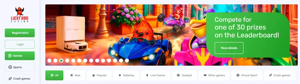 Lucky Bird kasyno online — 100% do depozytu i 150 free spinów na start